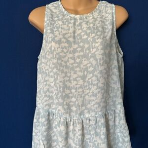 Banana Republic Blue and White Ruffled Tank Top